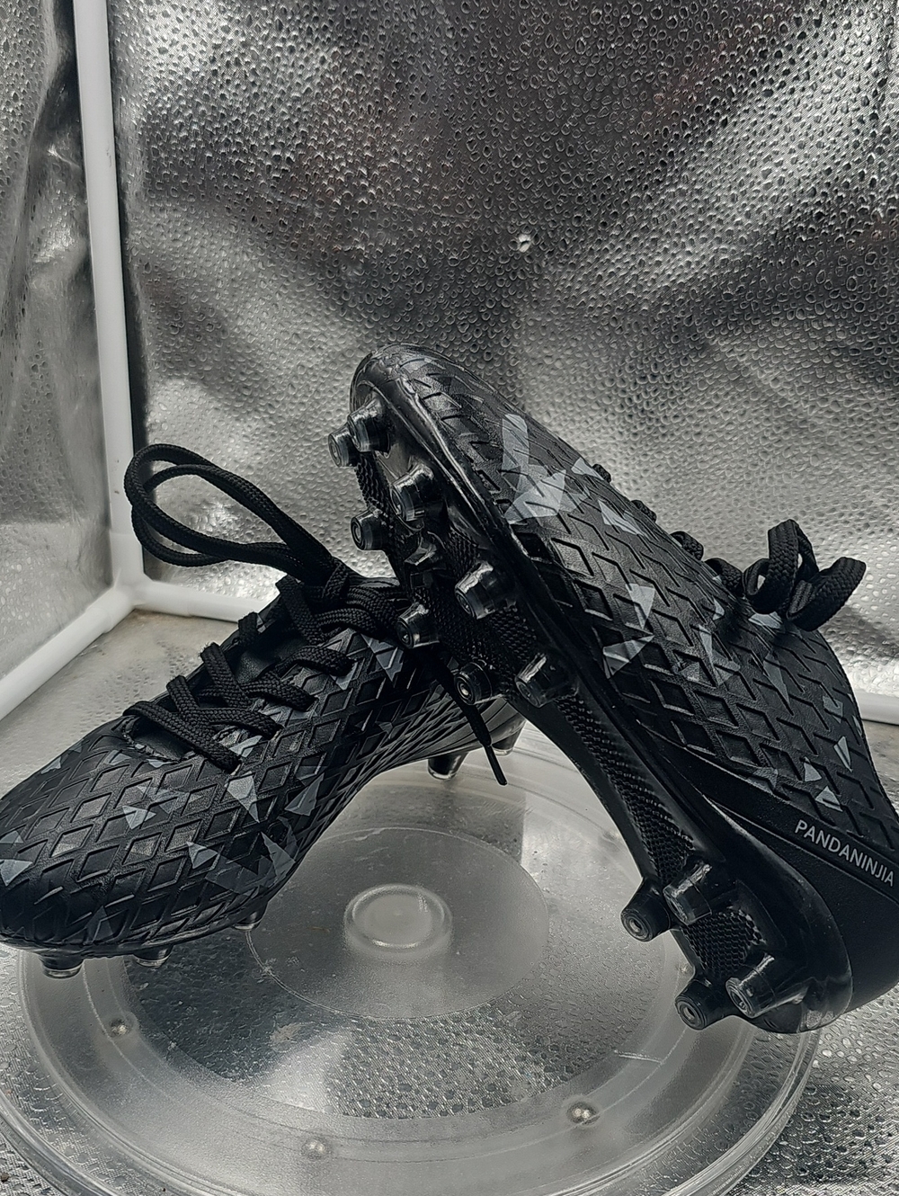 A1 Black And Gray Cleats Sz3. Pandaninjia